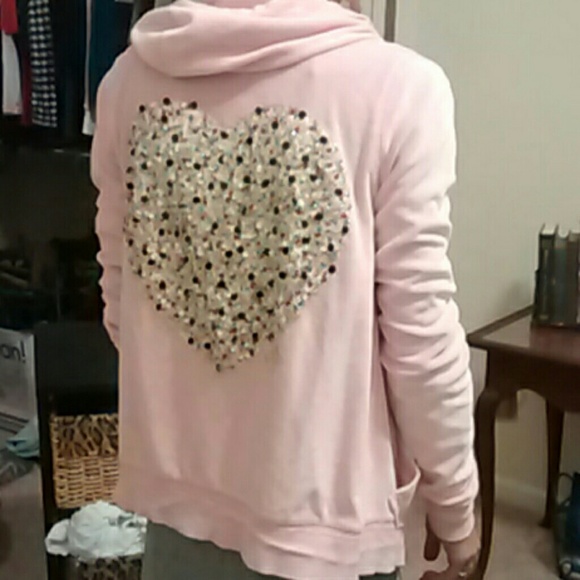 Victoria's Secret velour sequin heart zip hoodie