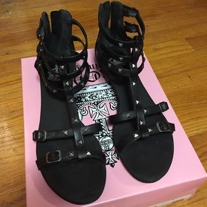 Black studded gladiator sandal