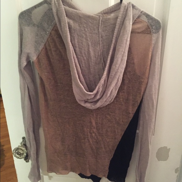 Colorblock knit hooded long sleeve