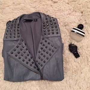 Trouve Nordstrom Studded Leather Moto Jacket