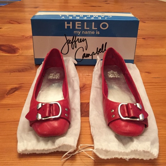 Jeffrey Campbell red leather flats size 8.5