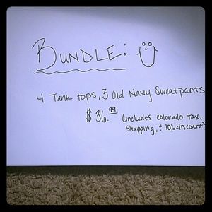 4 tanks and 3 old Navy sweatpants