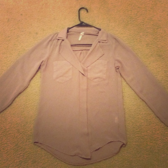 Tan Blouse, chiffon-like material