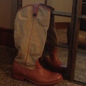 Frye canvas and leather boot