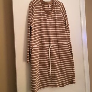 Tan dress w white stripes