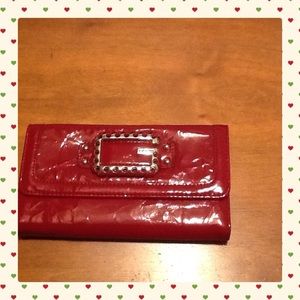 Red patent leather Guess wallet