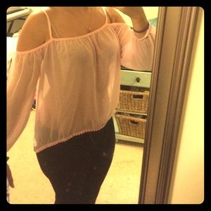 Boutique off the shoulder light pink blouse