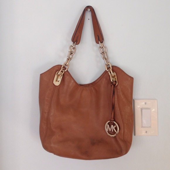 Michael Kors Calfskin Leather Camel Handbag