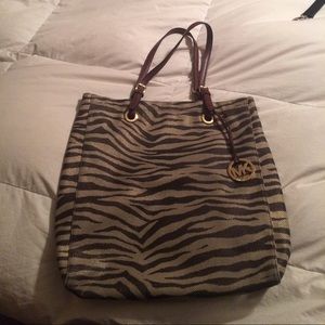 Michael kors brown zebra tote