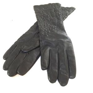 Echo Black leather elbow length gloves