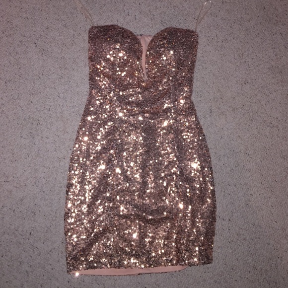 Pink champagne strapless dress