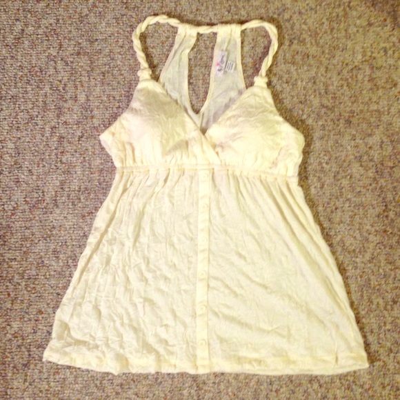 Cute Ivory Tank with Built-In Padded Bra