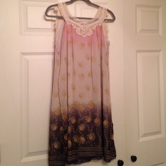 Pink and brown Shift dress.