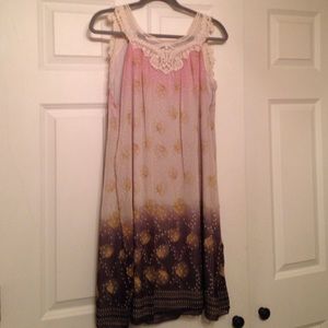 Pink and brown Shift dress.