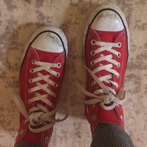 Red converse high tops