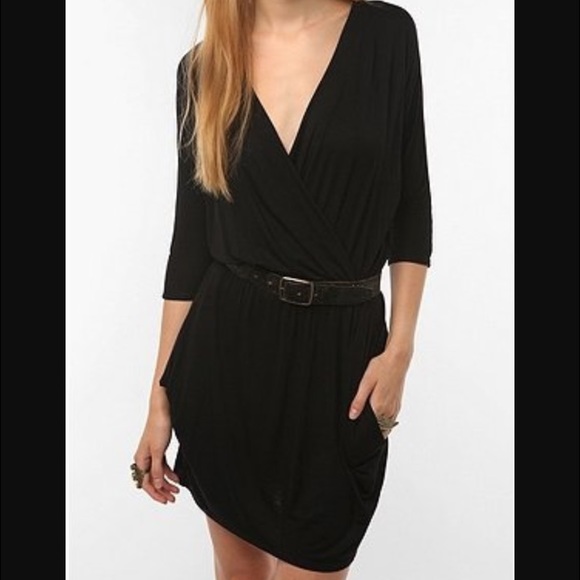 Black V-Neck Wrap Dress