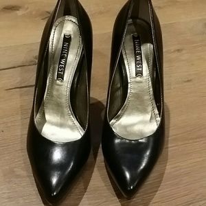 Nine West black platform heels