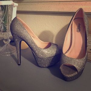 Silver Holiday High Heels