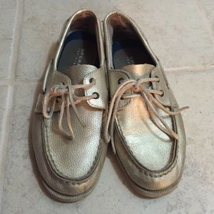 Metallic gold sperry/ j.crew boat shoes topsider