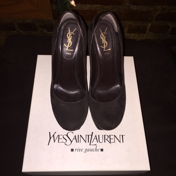 Ysl Tribute Pump Brown Suede with alligator heel - Picture 1 of 4