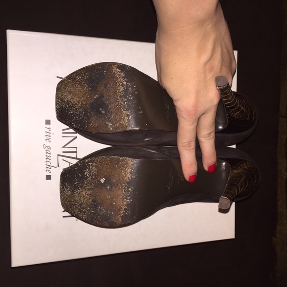 Ysl Tribute Pump Brown Suede with alligator heel - Picture 2 of 4