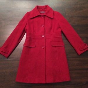 Kenneth Cole Reaction knee Length Pea Coat (Red)