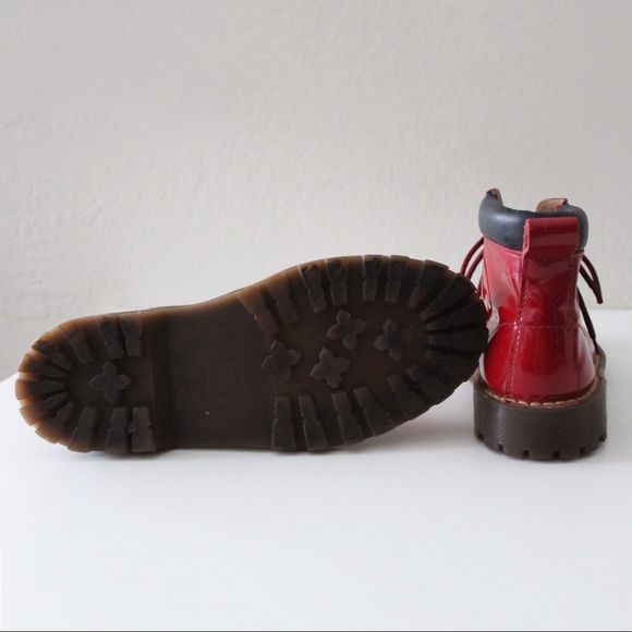 Vintage Doc Martens Red Patent Leather Hiker Boots - Picture 3 of 4