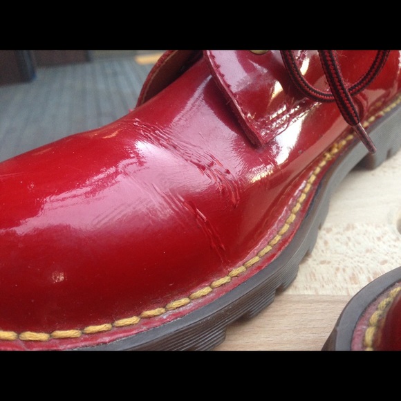 Vintage Doc Martens Red Patent Leather Hiker Boots - Picture 4 of 4