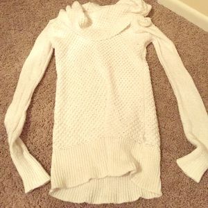 Knit white cowl neck sweater