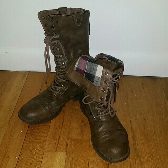 Tall Brown Madden Girl Combat Boots