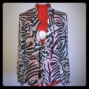 Sheer Zebra Print Long Sleeve Top