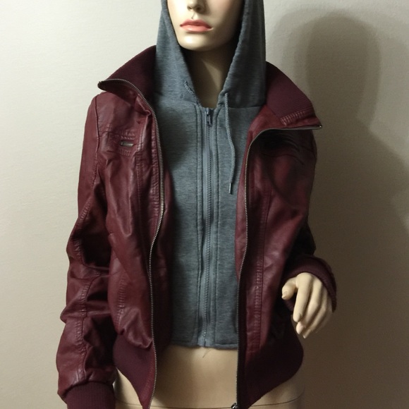 SOLD NWOT BURGUNDY DOUBLE LOOKING ZIP UP JACKET - Picture 2 of 4