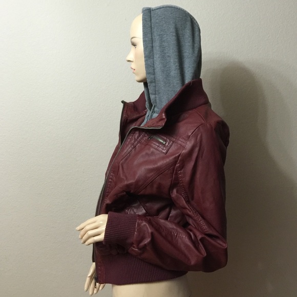 SOLD NWOT BURGUNDY DOUBLE LOOKING ZIP UP JACKET - Picture 3 of 4