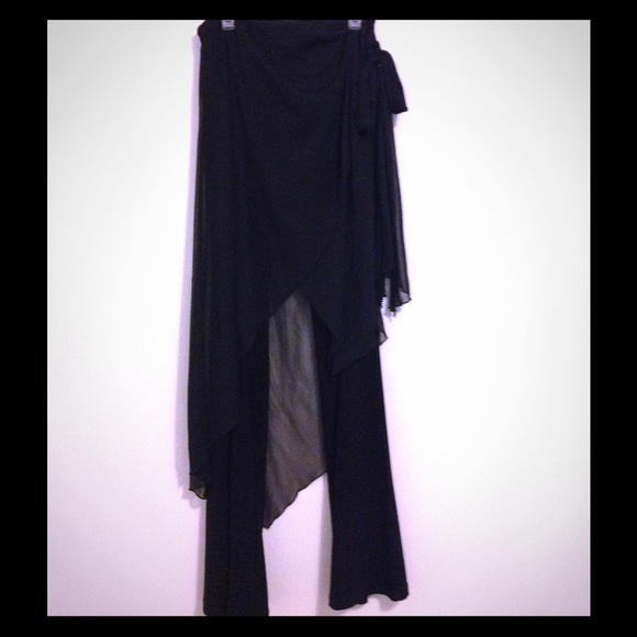 Black Palazzo pants with sheer wrap (size large)