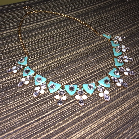 Teal and Diamond Statement Necklace