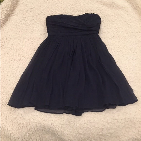 J Crew Arabelle Silk Chiffon Dress in Navy - Picture 1 of 4