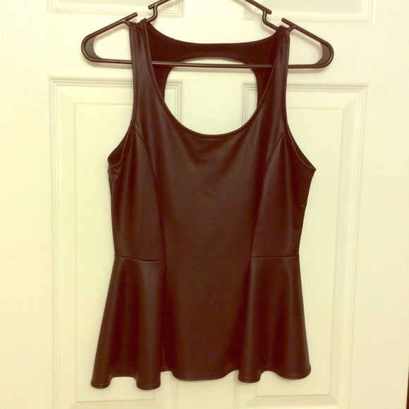 Faux Leather Peplum Top