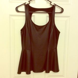 Faux Leather Peplum Top
