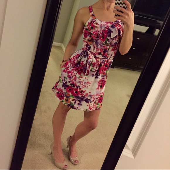 Express Pink Purple Ruffle Dress XS