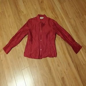 Worthington red silk blouse, used