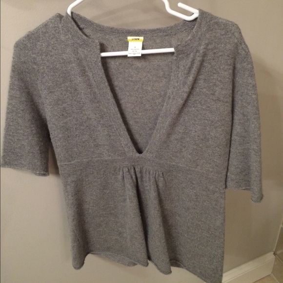Deep v jcrew grey cashmere sweater