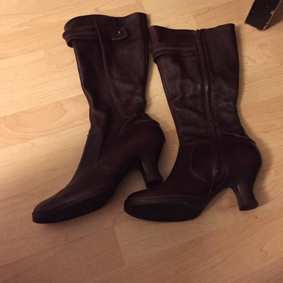 Indigo brown leather boots