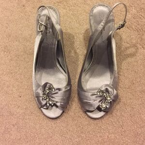 Silver sling back heels