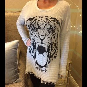 Lauren Moshi Frayed Tiger Sweater