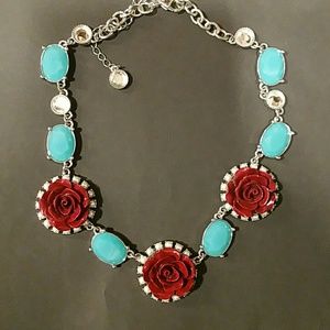 Lia Sophia Turquoise and maroon rose necklace