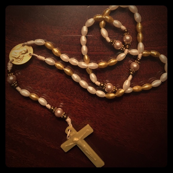 Gold and cream handmade rosary
