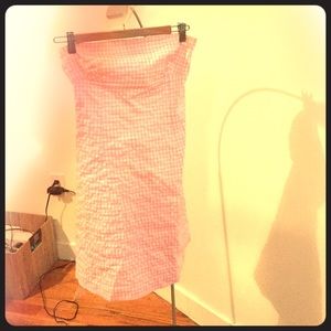 Zara Pink-and-White-Checked Strapless Dress