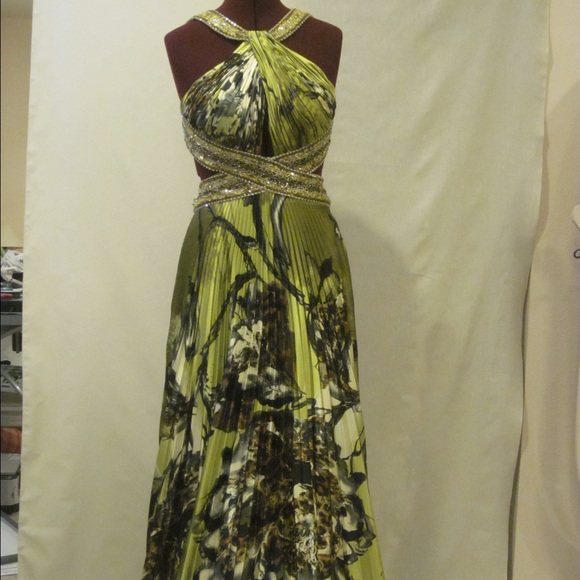 Green Printed Jovani Prom Dress