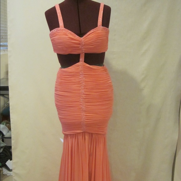 Coral Cutout Jovani Prom Dress
