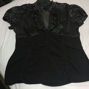 Torrid Black & White Polka Dot Blouse